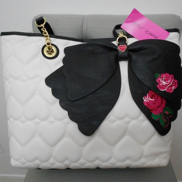 Betsey Johnson Handbags - Betsey Johnson Bow Floral Tote with Pouch Handbag